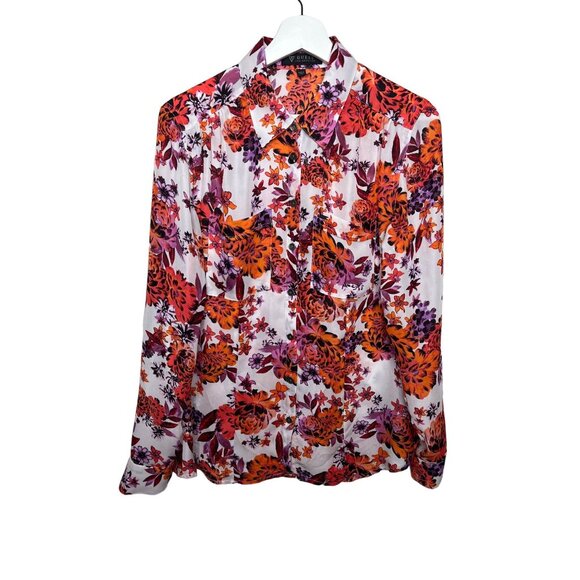 Guess Women’s Small Floral Button Down Blouse - Picture 1 of 12